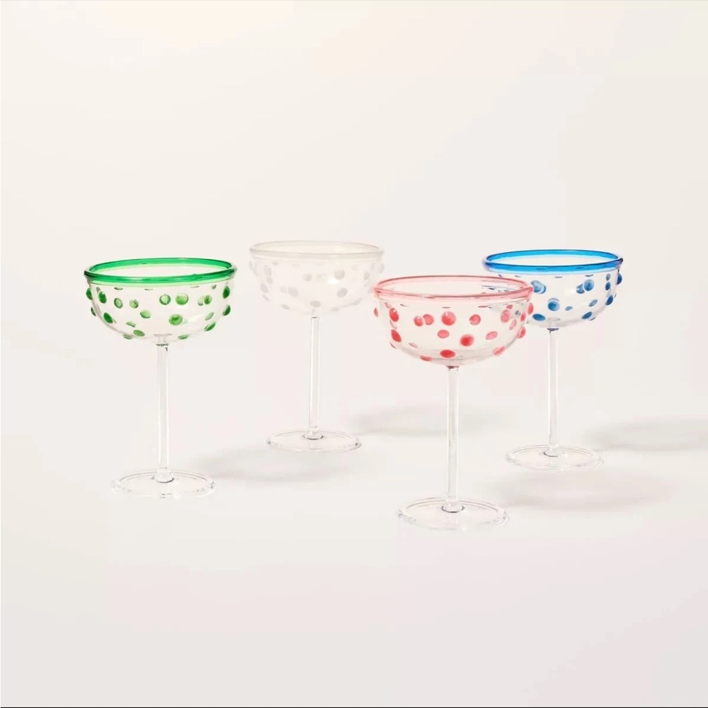 Kate Spade x Target Polka Dot Acrylic Coupe Martini Drinkware Set - 4 Pieces NWT